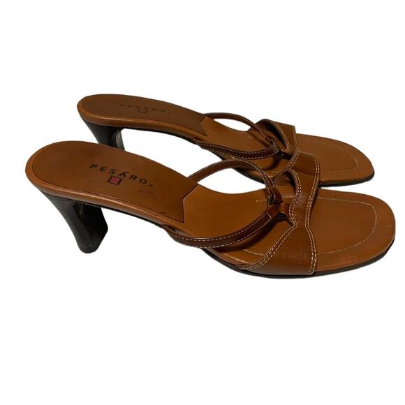 Saddle Tan Cognac Heeled Strappy Sandal Shoes Made in Brazil Size 6.5 - Picture 5 of 16